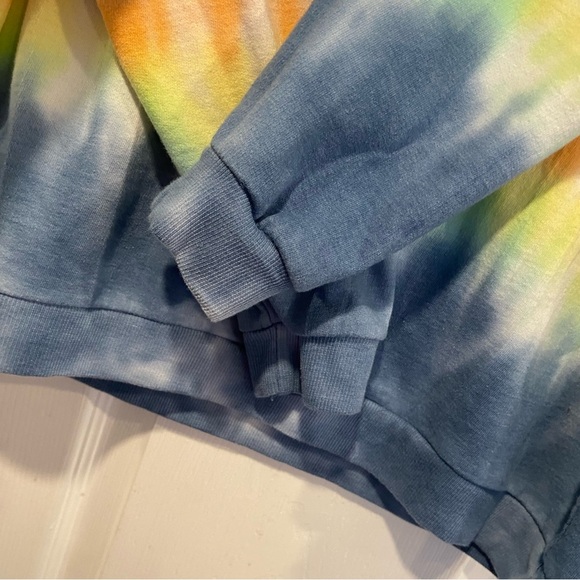 Jolie & Joy Size M Long Sleeve Crew Navy Blue Tie Dye Stripe Terry Sweatshirt - Picture 2 of 10